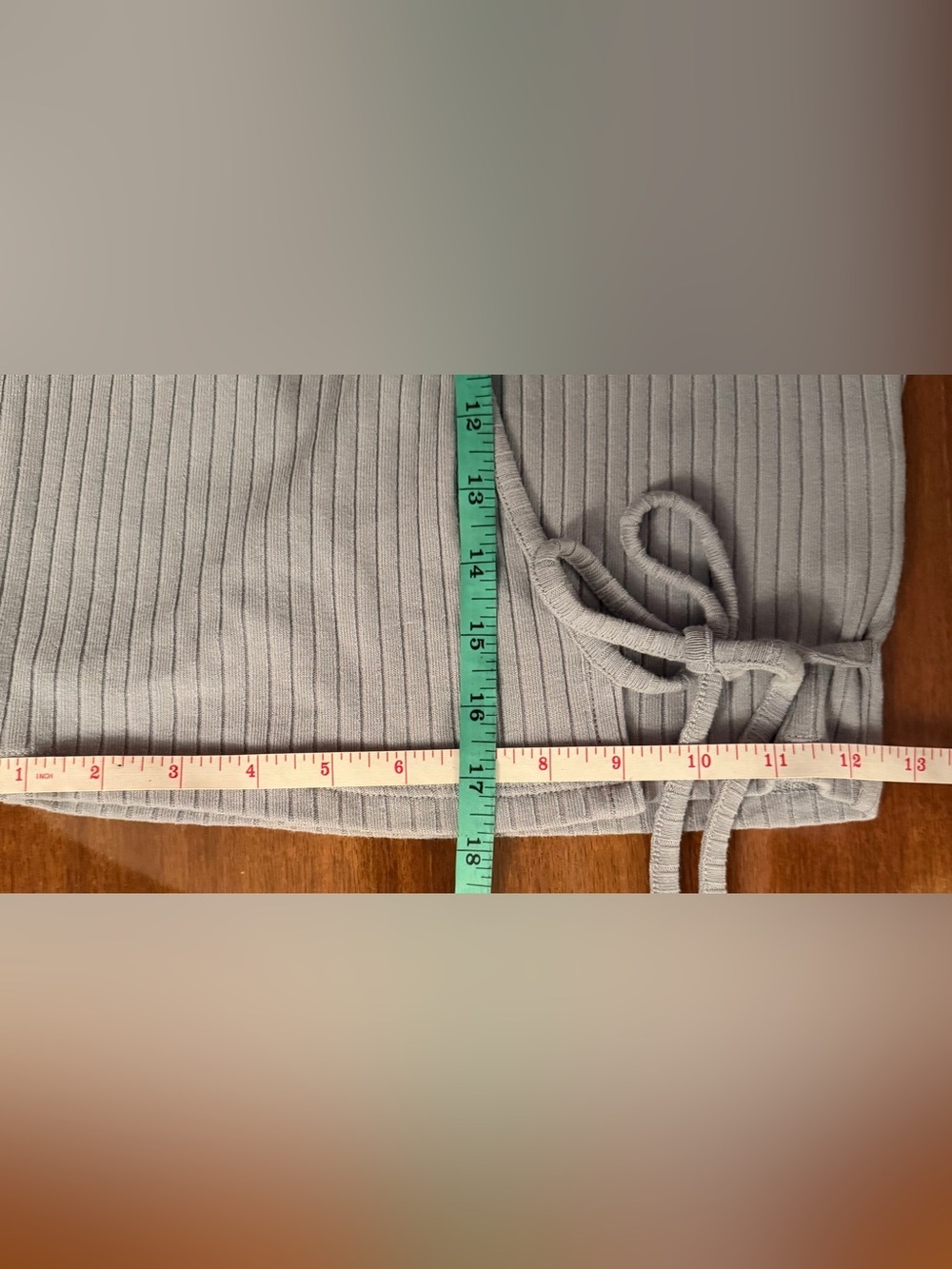 Madewell SZ XXS Pale Blue Ribbed Faux Wrap Crop Top - Picture 13 of 13
